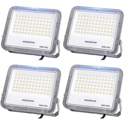 Aigostar Faretto LED Esterno: Proiettore da esterno 50W 6500K- Proiettore da Esterno 4500LM Impermeabile IP65 per Cortile, Giardino, Garage, 4 Pacchi Aigostar Faretto LED Esterno: Proiettore da esterno 50W 6500K- Proiettore da Esterno 4500LM Impermeabile IP65 per Cortile, Giardino, Garage, 4 Pacchi