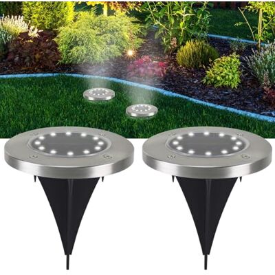 BEPER 2 Faretti Solari da giardino, Lampade a 12 LED impermeabili, illuminazione per vialetti e strade segnapassi, luci solari con sensore di luce integrato BEPER 2 Faretti Solari da giardino, Lampade a 12 LED impermeabili, illuminazione per vialetti e strade segnapassi, luci solari con sensore di luce integrato