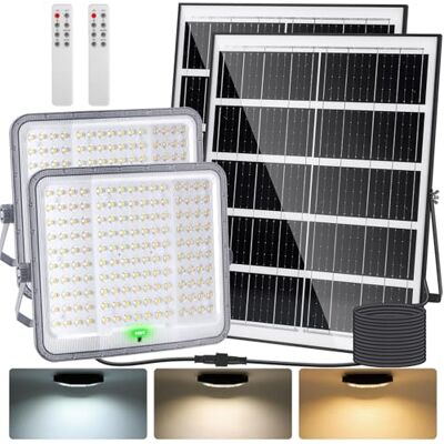 Aigostar Faro led esterno con grande pannello solare,Cavo 5M,20000mAH,Batteria di grande capacità,3000LM,Dimmerabile 3000/4000/6500K,IP65,Faretto led per interno,giardino,portici,piscina,2 Pezzi Aigostar Faro led esterno con grande pannello solare,Cavo 5M,20000mAH,Batteria di grande capacità,3000LM,Dimmerabile 3000/4000/6500K,IP65,Faretto led per interno,giardino,portici,piscina,2 Pezzi