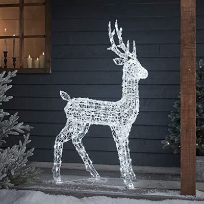 Lights4fun Cervo Luminoso Renna di Natale In Acrilico con 240 LED Bianco con Timer Decorazione di Natale Illuminazione Natalizia per Interni Giardino Esterni Lights4fun Cervo Luminoso Renna di Natale In Acrilico con 240 LED Bianco con Timer Decorazione di Natale Illuminazione Natalizia per Interni Giardino Esterni