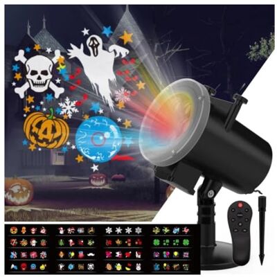 generic Proiettore di luci natalizie, luci di proiettore 16 modelli LED impermeabile IP65, telecomando, timer 2/4/6h, esterno/interno, giardino, bambini. (A) generic Proiettore di luci natalizie, luci di proiettore 16 modelli LED impermeabile IP65, telecomando, timer 2/4/6h, esterno/interno, giardino, bambini. (A)
