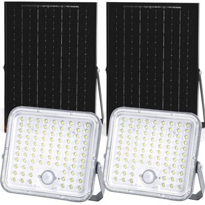 Aigostar -Faro led esterno con grande pannello solare,8000mAH,Batteria di Grande Capacità,Due modalità: sensore di movimento e sensore crepuscolare.Faretto solare con telecomando,6500K,IP66,2 Pezzi Aigostar -Faro led esterno con grande pannello solare,8000mAH,Batteria di Grande Capacità,Due modalità: sensore di movimento e sensore crepuscolare.Faretto solare con telecomando,6500K,IP66,2 Pezzi