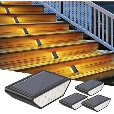 Smiling Shark Lampada Solare da Esterno, 4 Pezzi LED Solare Lampada da Scala Bianca Calda illuminazione a Doppio Lato IP65 Impermeabile Luci Solari per Scale Esterne Giardino Cortile Smiling Shark Lampada Solare da Esterno, 4 Pezzi LED Solare Lampada da Scala Bianca Calda illuminazione a Doppio Lato IP65 Impermeabile Luci Solari per Scale Esterne Giardino Cortile