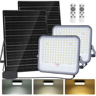Aigostar Faro led esterno con grande pannello solare,2 Pezzi,dimmerabile 3000/4000/6500K,16000mAH,Batteria di grande capacità,IP66,Faretto led da esterno solare con telecomando per giardino Aigostar Faro led esterno con grande pannello solare,2 Pezzi,dimmerabile 3000/4000/6500K,16000mAH,Batteria di grande capacità,IP66,Faretto led da esterno solare con telecomando per giardino