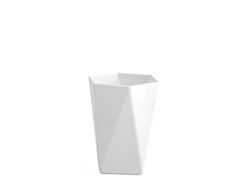 H&H Bicchiere Bagno in Plastica Colore Bianco Forma Esagonale 11cm