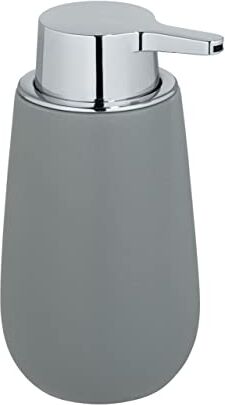 Wenko Dispenser sapone Badi grigio ceramica Dispenser sapone liquido Capacità: 0.32 l, Ceramica, 9.5 x 16 x 8 cm, Grigio