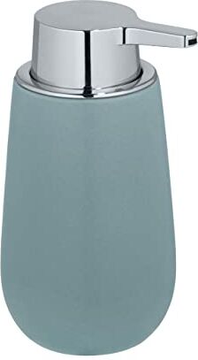 Wenko Distributore di sapone Badi blugrigio ceramica Dispenser sapone liquido, dispenser detersivo piatti Capacità: 0.32 l, Ceramica, 9.5 x 16 x 8 cm, Blu