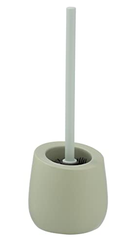 Wenko Spazzolino da bagno Badi verde lime ceramica Portascopino WC con ciuffo in silicone e puliscibordo, Ceramica, 13.5 x 38 x 13.5 cm, Verde