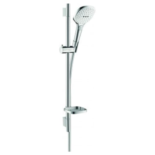 Hansgrohe Raindance Select E Set doccia 120 3 getti EcoSmart 9 l/min con asta doccia 65 cm e portasapone, bianco/cromo,