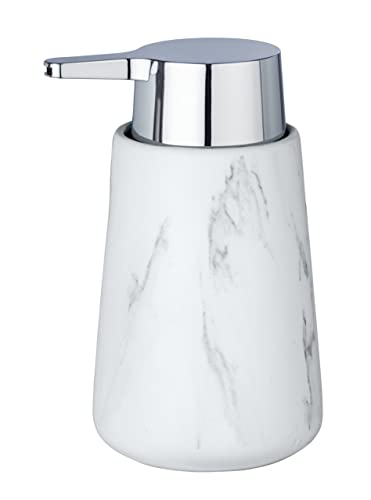 Wenko Dispenser sapone Adrada bianco ceramica Dispenser sapone liquido Capacità: 0.33 l, Ceramica, 10.5 x 15 x 8.5 cm, Bianco