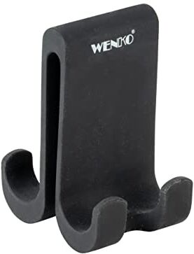 Wenko Gancio per Doccia Doppio Verna Duo, Gancio in Silicone per Box Doccia con Uno Spessore di Parete Fino a 10 Mm, Molto Spazio per Appendere Spugne, Asciugamani e Molto Altro Ancora, Nero