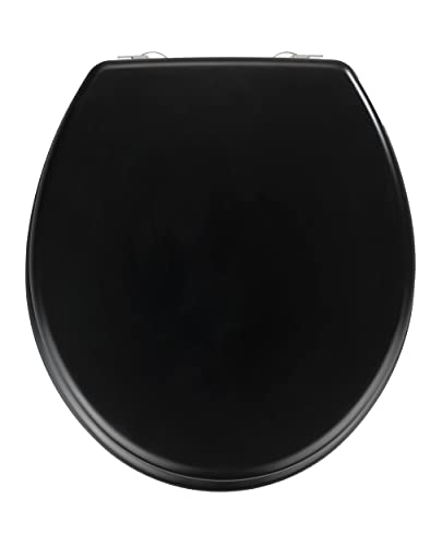 Wenko Sedile WC nero satinato, per WC con cassetta a zaino, MDF, 37 x 41 cm, Nero