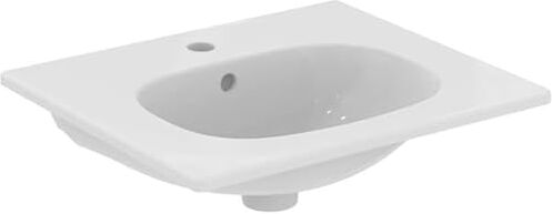 Ideal Standard Tesi, Lavabo top da 50cm per installazione su mobile o a muro, Con foro centrale per la rubinetteria, Con foro troppopieno, Bianco