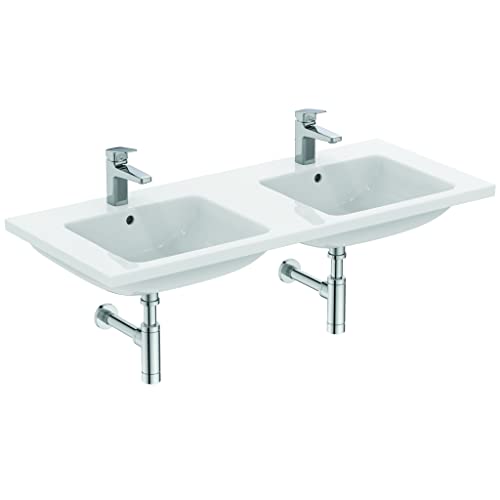 Ideal Standard i.life B Lavabo Top da 121 cm dotato di foro centrale aperto per la rubinetteria e foro del troppopieno. Mobile e sifone d'arredo da acquistare separatamente. Bianco