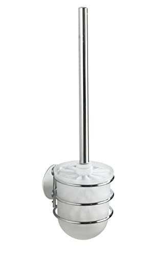 Wenko Turbo-Loc® portascopino per WC fissaggio senza trapano, Acciaio, 10 x 37.5 x 11.5 cm, Cromo