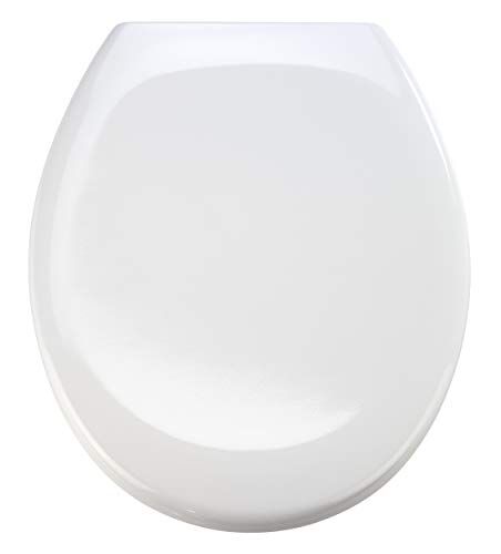 Wenko Sedile WC Premium Ottana Easy Close bianco, antibatterico, chiusura ammortizzata, fissaggio igienico in acciaio inox Fix,Clip, Termoindurente, 37.5 x 44.5 cm, Bianco