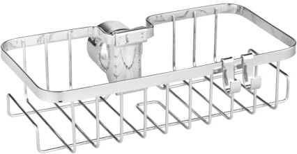 Wenko Floresta, Carrello per Doccia Quadrato, in Acciaio Inossidabile Cromato, Montaggio Senza Viti o Fori, per Tutte Le Aste Doccia Standard, 24 x 6.2 x 14 cm, Lucido