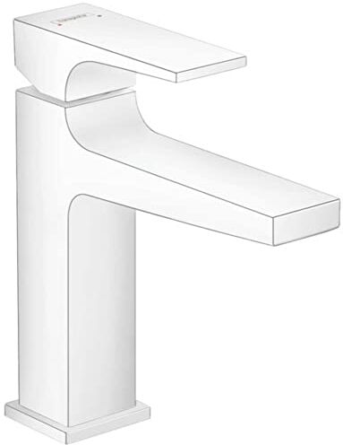 Hansgrohe Metropol Miscelatore monocomando lavabo 110 con maniglia a leva e push-open, bianco opaco,