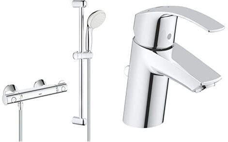 Grohe 34565001 Grohtherm 800 Miscelatore Termostatico per Doccia, Cromo +  Eurosmart New Miscelatore Monocomando per Lavabo A Risparmio Energetico, con Astina a Saltarello, SilkMove ES