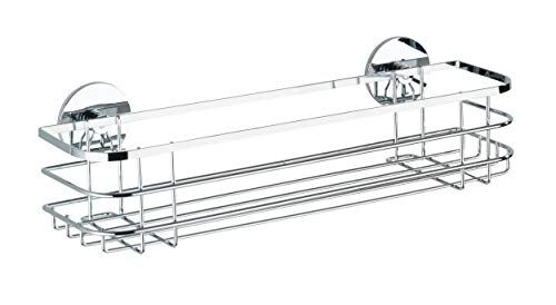 Wenko Turbo-Loc® portaoggetti Maxi acciaio inossidabile fissaggio senza trapano, Acciaio inossidabile, 38 x 10.5 x 11 cm, Lucido