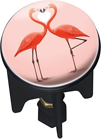 Wenko Tappo di lavabo Pluggy® Flamingo Tappo per scarico, per tutti i comuni scarichi, Plastica, 3.9 x 6.5 x 3.9 cm, Multicolore