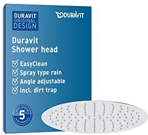 Duravit Universal Soffione doccia acciaio inox, Doccia soffione con getto Rain, Doccia soffione rotondo (Ø 400 mm), Soffione con angolo di inclinazione regolabile, Doccia a pioggia, cromo