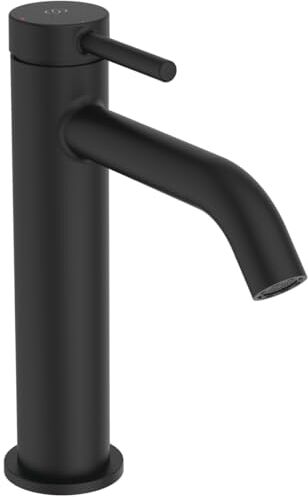 Ideal Standard Ceraline, Miscelatore monocomando grande, Rubinetto lavabo con cartuccia FirmaFlow, Senza asta di comando e piletta, Sistema BlueStart, Easyfix, Nero seta