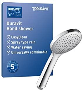 Duravit Universal Doccetta a mano, Doccia con getto Rain, Doccia a mano rotonda (Ø 110 mm), Doccetta con funzione MinusFlow a risparmio idrico, facile da pulire, Cromo