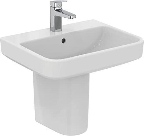 Ideal Standard i.life B Lavabo da 55 cm con foro centrale per la rubinetteria aperto e foro del troppopieno. Colonna, semicolonna e sifone d'arredo da acquistare separatamente. Bianco