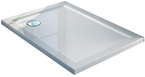 Idralite Piatto Doccia Slim 70x110x4 cm Rettangolare Acrilico Bordato Bianco Lucido MOD. Flower