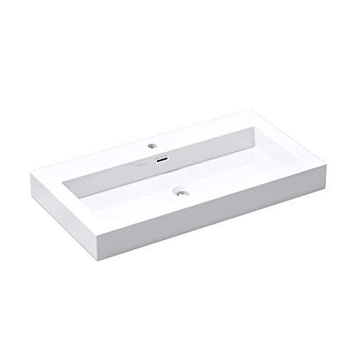 maimai Mai & Mai Lavabo da Appoggio 90x48x10cm, Lavandino Bagno Rettangolare -900 Lavabo da Minerale Fuso