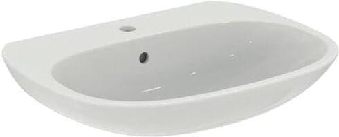 Ideal Standard Tesi, Lavabo da 65cm per installazione a muro, Con foro centrale per la rubinetteria, Con foro troppopieno, Bianco