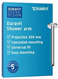 Duravit Universal braccio doccia, Montaggio a soffitto della doccia, Braccio della doccia 300 mm, rotondo, cromo