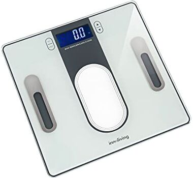 Innoliving Bilancia Digitale Body Fat & Body Water Analyzer con Ampio Display Retroilluminato Capacità 150kg, Calcolo di Peso, Massa Grassa e Percentuale di Acqua, Indicatore Batteria