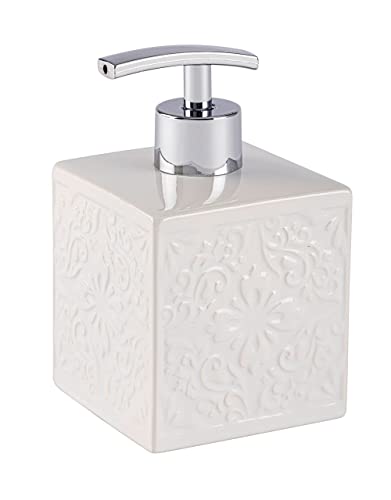Wenko Dispenser sapone Cordoba bianco ceramica Capacità: 0.5 l, Ceramica, 8.5 x 13 x 8.5 cm, Bianco