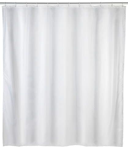 Wenko Tenda doccia monocolore bianco pellicola materiale sintetico, PEVA, 120 x 200 cm, Bianco