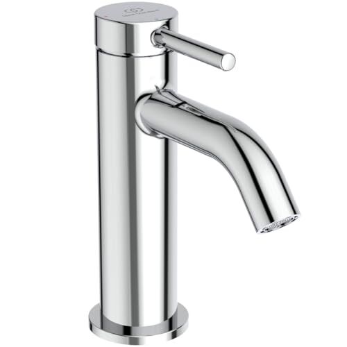 Ideal Standard Ceraline, Miscelatore monocomando bagno, Rubinetto lavabo con cartuccia FirmaFlow, Sistema BlueStart, Easyfix, Piletta Click-Clack, Cromato