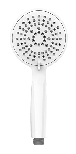 Wenko Soffione doccia Young bianco, 11 cm, Doccetta universale, soffione doccia con 5 tipi di getto, ABS, 11 x 11 cm, Bianco
