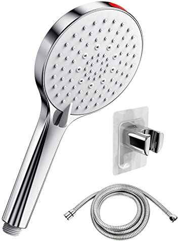 SREWOHS Soffione Doccia con Tubo Anticalcare Alta Pressione Risparmio idrico doccia soffione 5 funzioni getto con potente modalità getto per pulire piastrelle, bagno,Universale+ABS 9 l/min