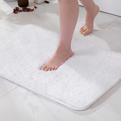 MIULEE 1 Pezzo Tappeto in Microfibra 4 CM Lungo Anti-scivolo Assorbimento dell'acqua Morbido Tappetino da Bagno per Porte d'ingresso Corridoio Doccia Soggiorno 60x90 CM Bianco