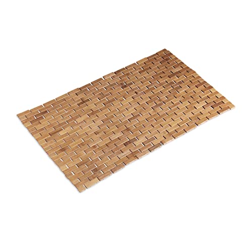 Relaxdays Tappeto in bambù, Avvolgibile, Igienico, Resistente all’umidità, Indoor, 50x80 cm, Legno Naturale
