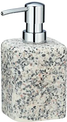 Wenko Dispenser sapone Terrazzo, dosatore di sapone riempibile, per sapone liquido, in robusta poliresina, 8 x 16 x 9,5 cm, capienza 240 ml, multicolore