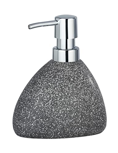 Wenko Dispenser sapone Pion grigio ceramica Dispenser sapone liquido Capacità: 0.36 l, Ceramica, 11.5 x 14.5 x 9 cm, Grigio