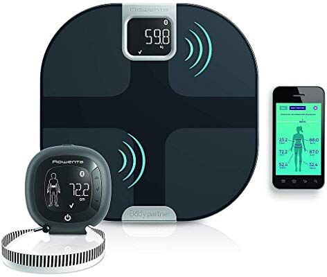 Rowenta Body Partner Shape Bilancia Pesapersone Wireless Smart Connessa al Cellulare, con Tracker per Misurazione della Composizione Corporea, Nero