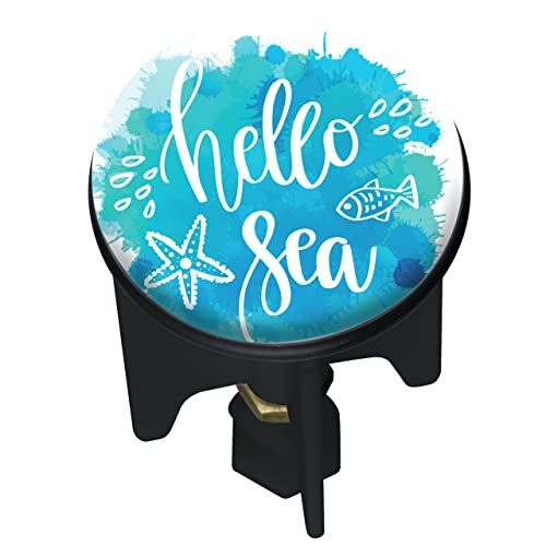 Wenko Tappo Pluggy Hello Sea, per Tutti Gli scarichi in Commercio, Plastica Ottone, Multicolore, 3,9 x 6,5 x 3,9 cm