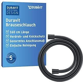 Duravit Universal Tubo doccia, Flessibile doccia 1,60 m con protezione antitorsione, antipiega, nero opaco