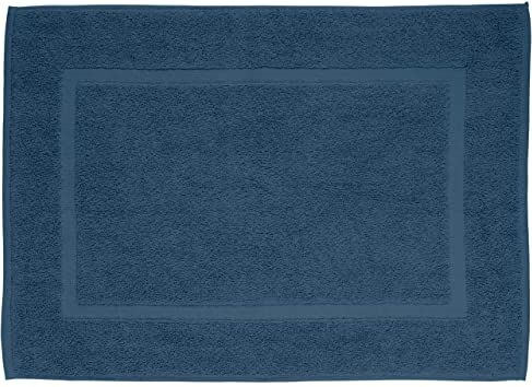 Wenko Scendidoccia in Spugna Paradise Blu Scuro, Tappetino Scendibagno Molto Assorbente e Pratico di Solida Qualità, Tappetino da Bagno 100% Cotone, Lavabile e Adatto All’Asciugatrice, 50 X 70 Cm