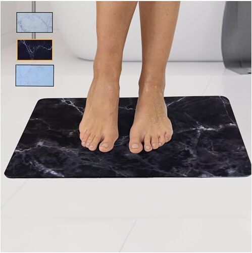 Creative Tappeto Bagno Assorbente e Antiscivolo 40x60 Tappetino Doccia ad Asciugatura Rapida Marmo Nero Tappeto doccia antiscivolo