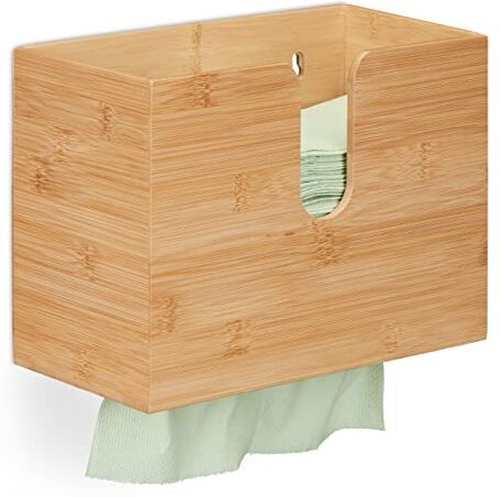 Relaxdays Distributore Asciugamani Carta da Parete, Salviette Formato H2, Dispenser Bagno 20 x 27 x 13 cm ca, Naturale