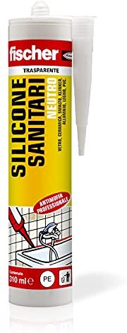 Fischer Silicone Sigillante Sanitari SNS Trasparente, Neutro, Antimuffa, per Ambienti Sanitari, Vasca, Doccia, Lavabo, Senza Solventi, Inodore, Uso Esterno / Interno, 9382